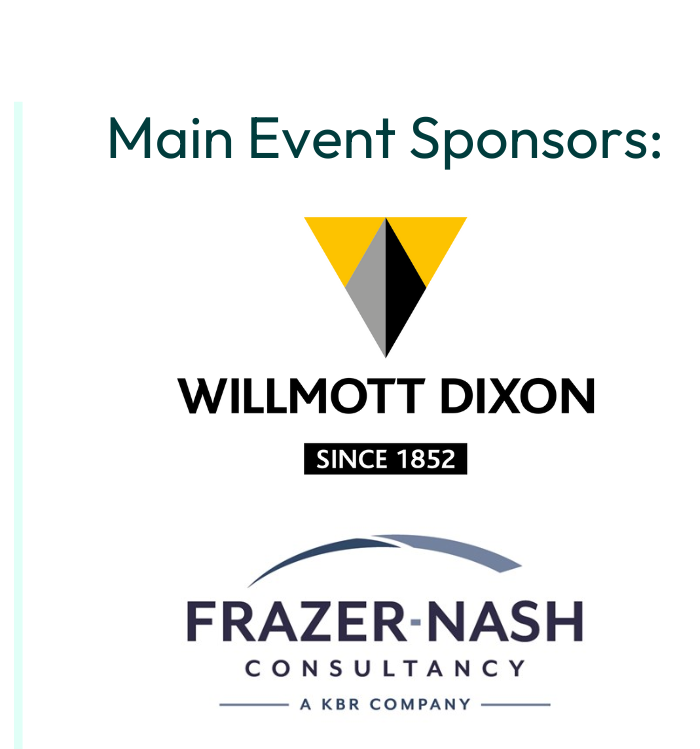 Text reads: Main Sponsors. Image is of the logo of Willmott Dixon and the logo of Frazer-Nash